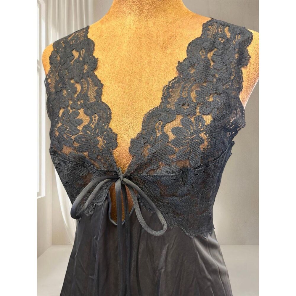 Vintage Lace Babydoll Whimsigoth Grunge Punk JCPennys Black Lingerie Tank Top - Picture 2 of 7